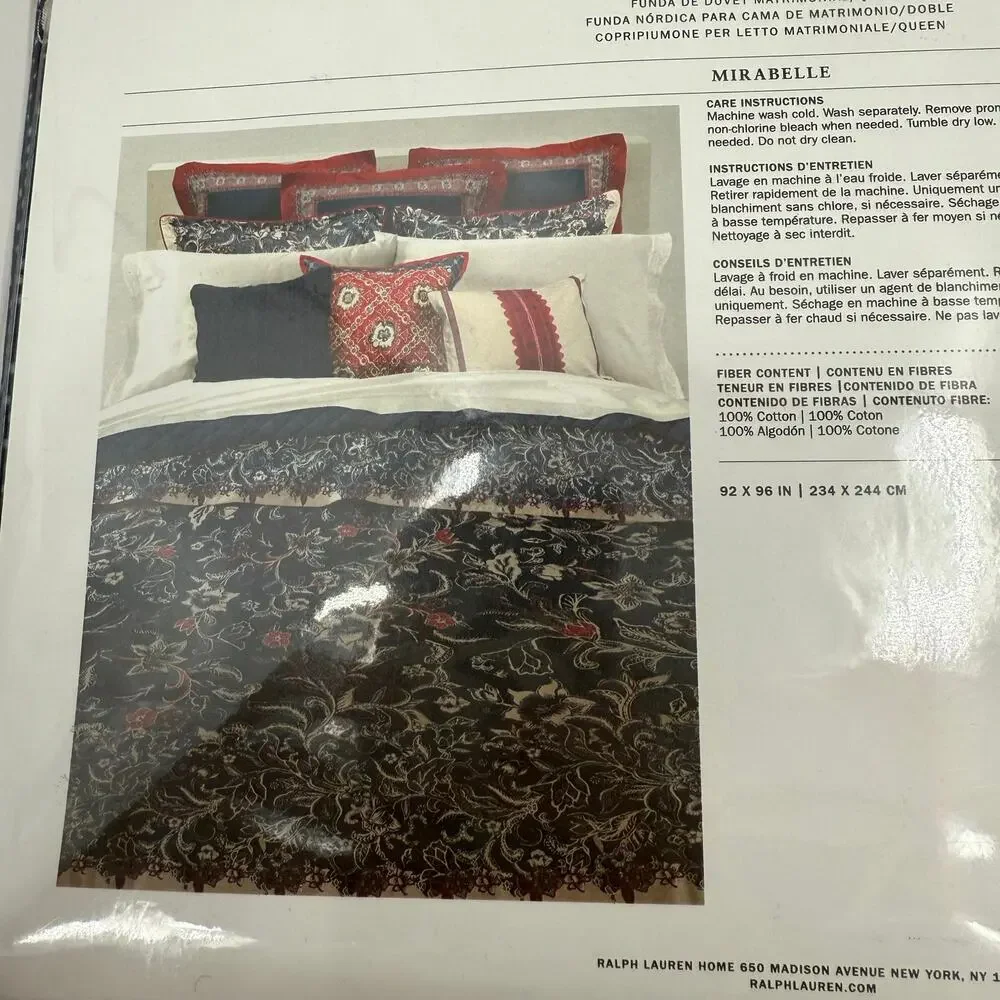 Ralph Lauren Home Full/Queen Duvet Cover Mirabelle 92 x 96 NWT Indigo Blue $375